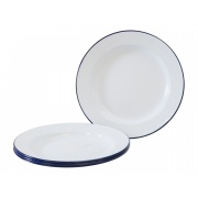 Teller aus Emaille / weiß-blau