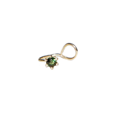 Earcuff WIRE SOLITAIRE / gold & green