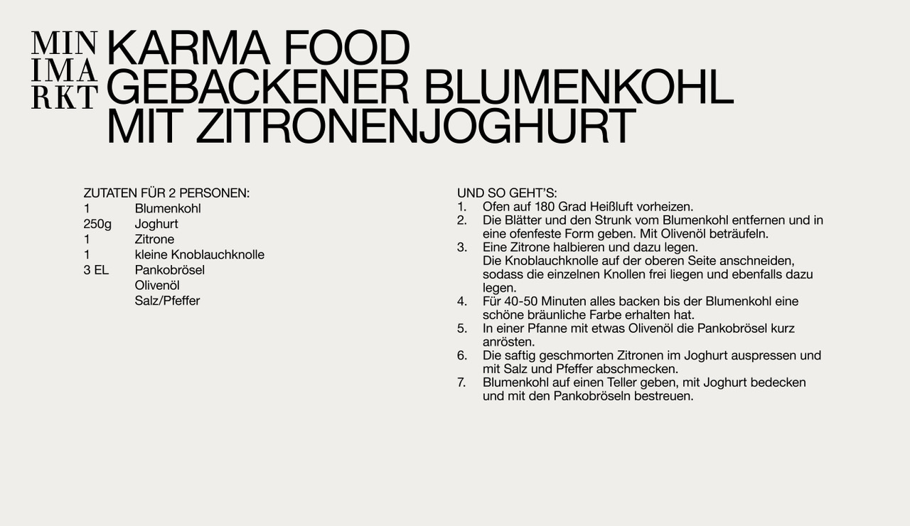 MINIMARKT FRIENDS KARMA FOOD Blumenkohl