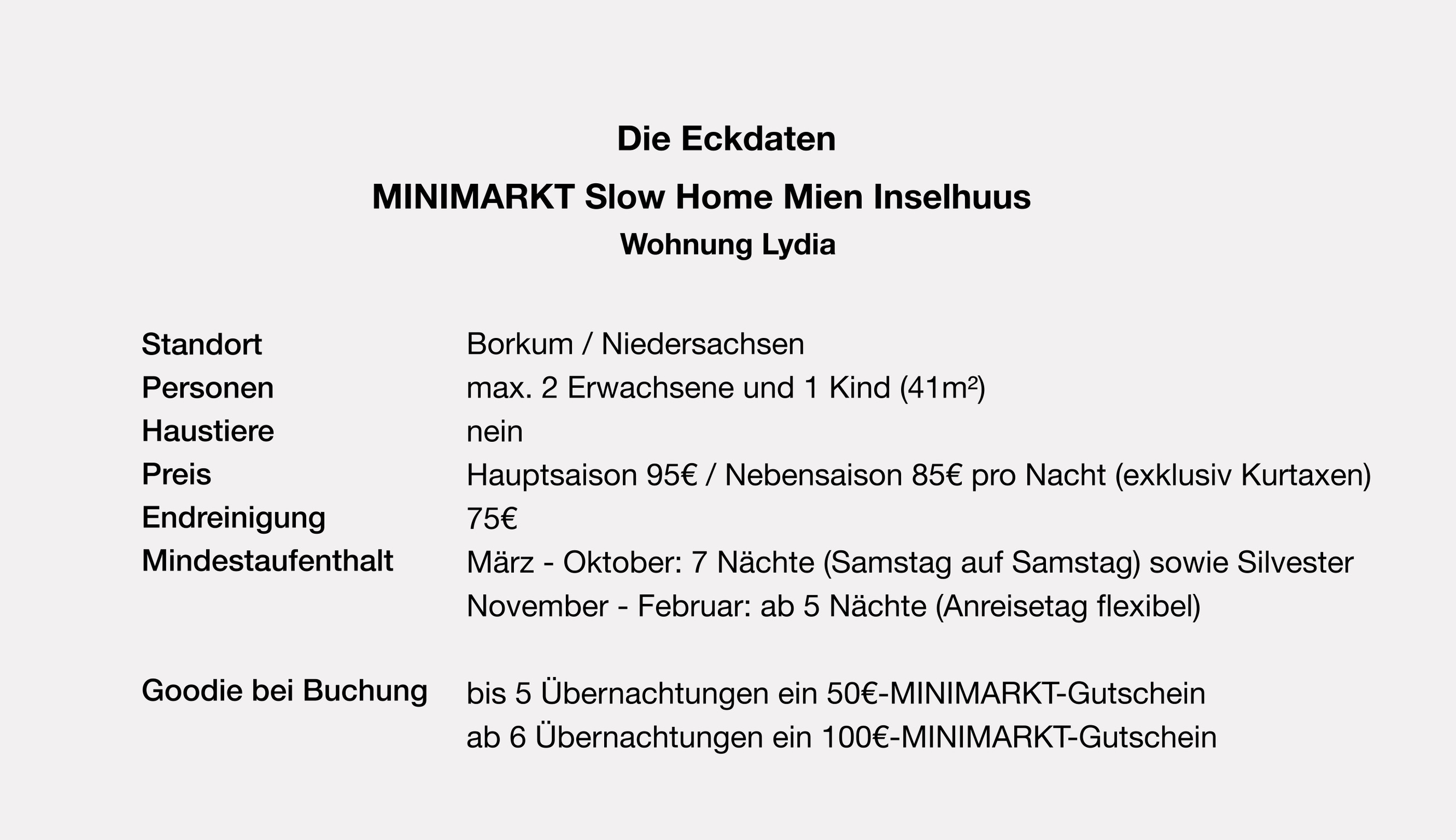MINIMARKT Slow Home Wohnung Mien Inselhuus Lydia
